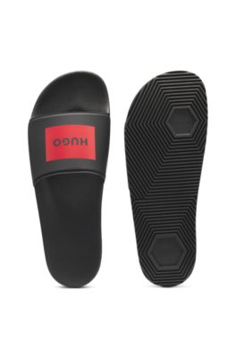 Slides with logo strap, Black
