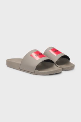 Slides with logo strap, Light Brown