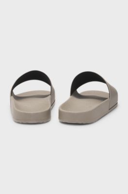 Slides with logo strap, Light Brown