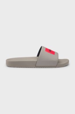 Slides with logo strap, Light Brown