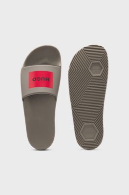 Slides with logo strap, Light Brown