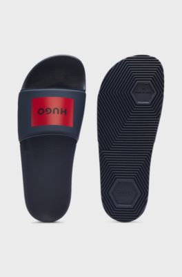 Slides with logo strap, Dark Blue