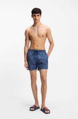 Sandali slider con fascia con logo, Blu scuro