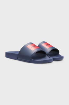 Slides with logo strap, Blue