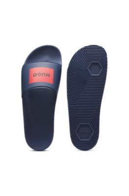 Slides with logo strap, Blue