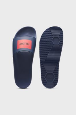 Slides with logo strap, Blue