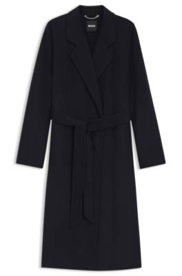Slim fit long length coat in a wool blend