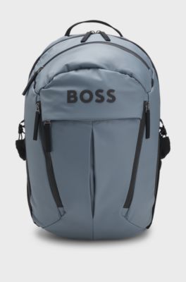 Faux-leather backpack with logo detail, Dark Grey