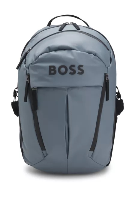Faux-leather backpack with logo detail