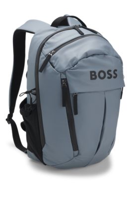 Faux-leather backpack with logo detail, Dark Grey