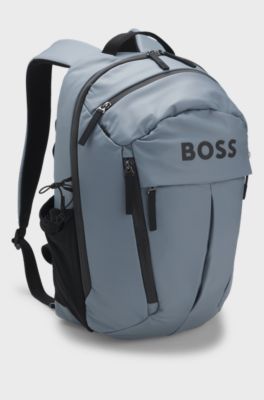 Faux-leather backpack with logo detail, Dark Grey