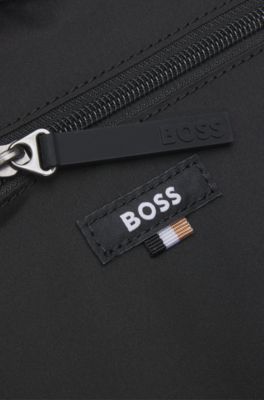 Faux-leather backpack with logo detail, Dark Grey