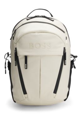 Faux-leather backpack with logo detail, White