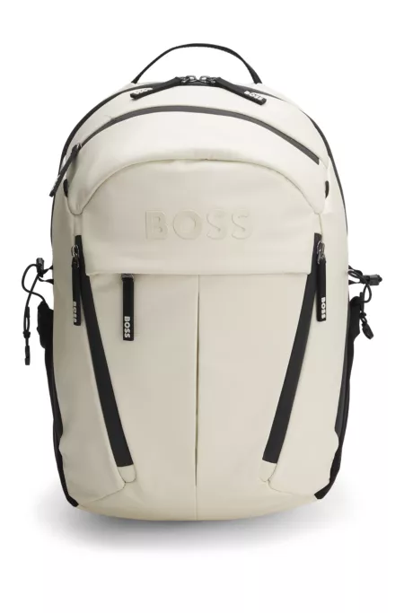 Faux-leather backpack with logo detail