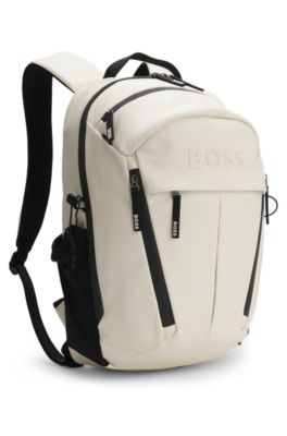 Faux-leather backpack with logo detail, White