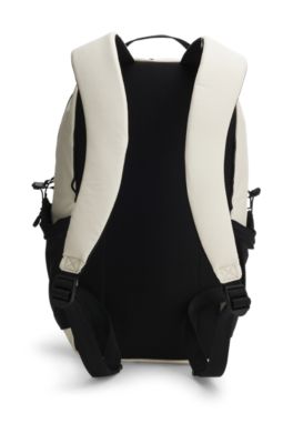 Faux-leather backpack with logo detail, White