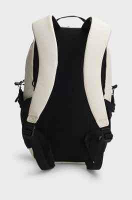 Faux-leather backpack with logo detail, Natural