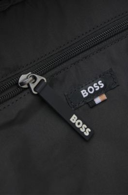 Faux-leather backpack with logo detail, Natural