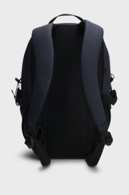 Faux-leather backpack with logo detail, Dark Blue