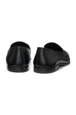 Pennyloafers i bl&oslash;dt l&aelig;der, Sort