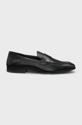 Penny loafers in tumbled leather, Black