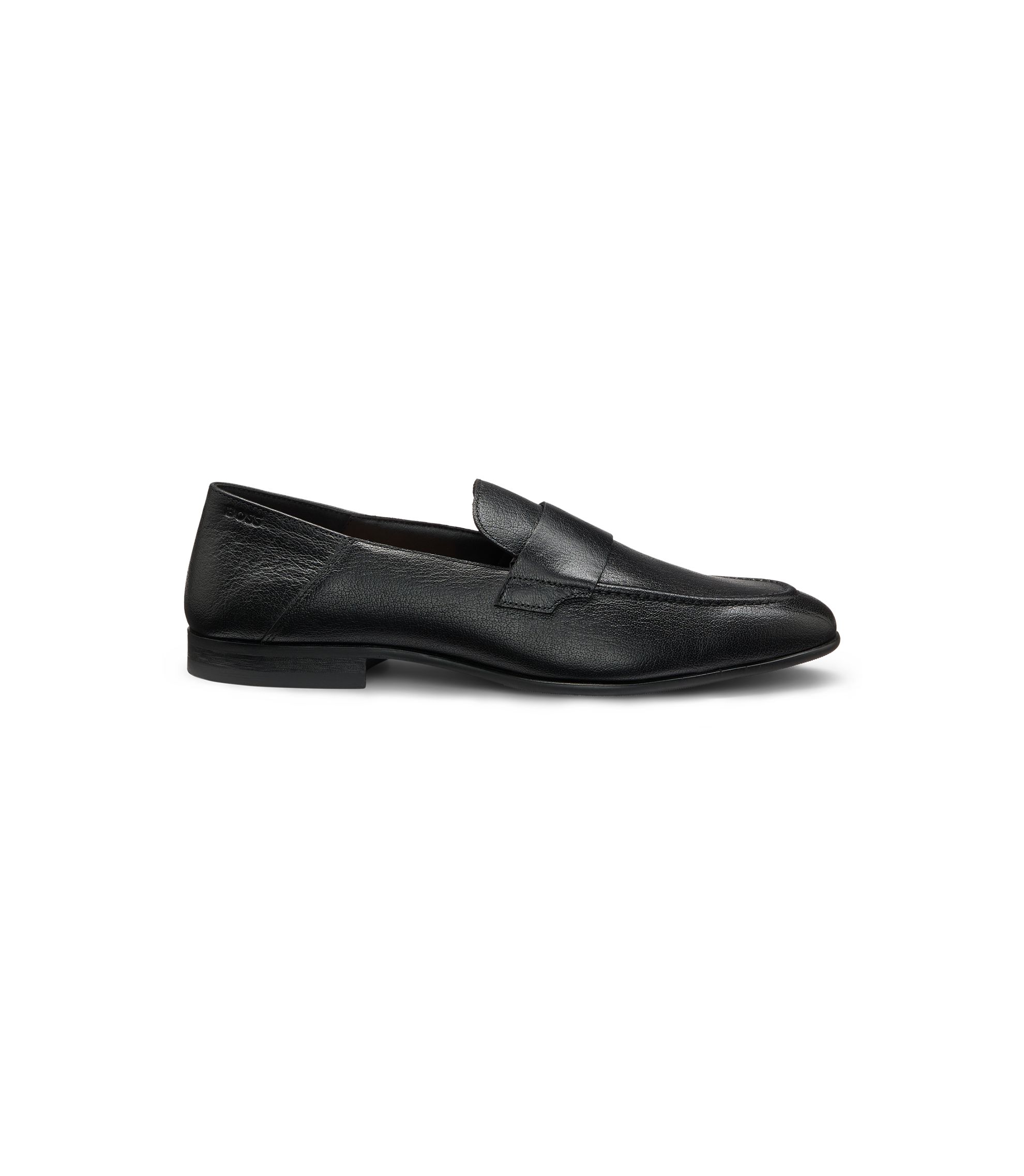 BOSS Black Pebbled Leather Penny Loafers- no box! BOSS - Penny loafers in tumbled leather - Black main image 2