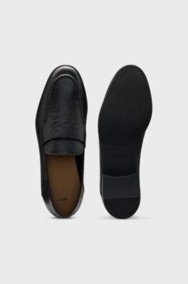 Penny loafers in tumbled leather, Black