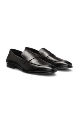 BOSS - Penny loafers in tumbled leather - Dark Brown