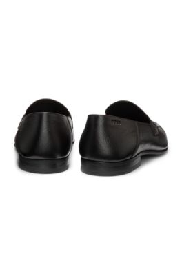 Penny loafers in tumbled leather, Dark Brown