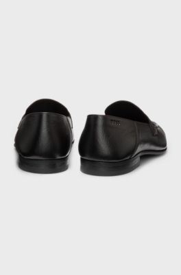 Penny loafers in tumbled leather, Dark Brown