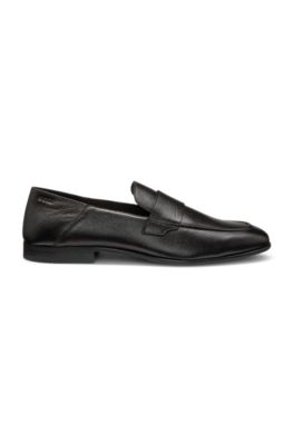 Penny loafers in tumbled leather, Dark Brown