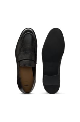 Penny loafers in tumbled leather, Dark Brown