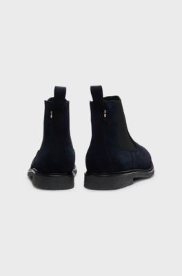 Suede Chelsea boots with elasticated panels, Dark Blue
