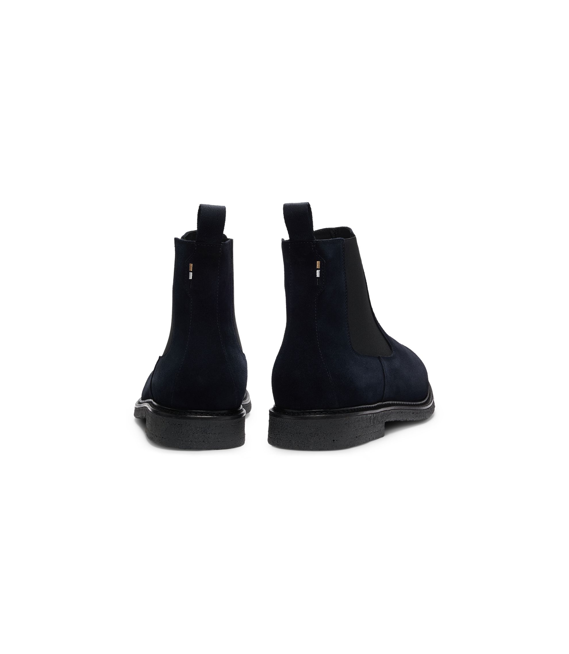 BOSS - Suede Chelsea boots with elasticated panels - Dark Blue