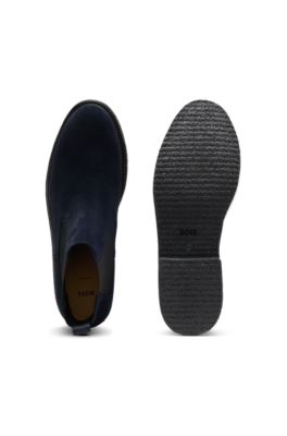 Stivaletti Chelsea in pelle scamosciata con pannelli elastici, Blu scuro