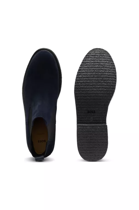 Suede Chelsea boots with elasticated panels