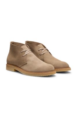 Suede desert boots with rubber sole, Beige