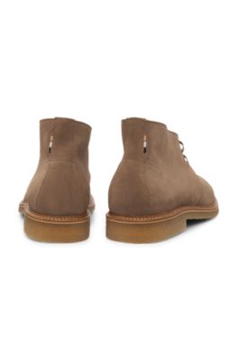 Suede desert boots with rubber sole, Beige