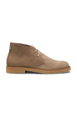 Suede desert boots with rubber sole, Beige