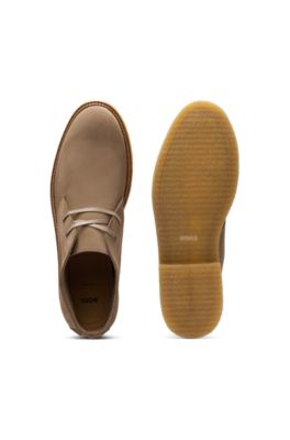 Suede desert boots with rubber sole, Beige