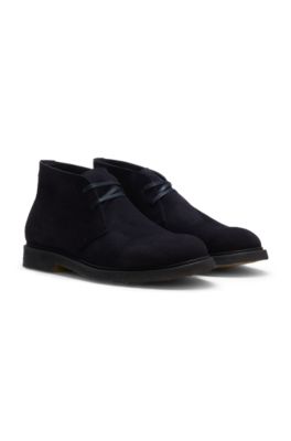 Suede desert boots with rubber sole, Dark Blue