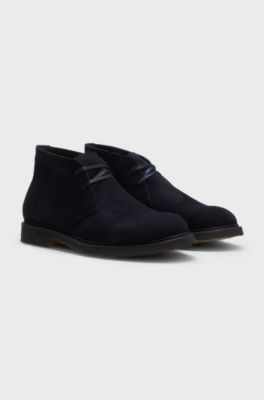 Suede desert boots with rubber sole, Dark Blue