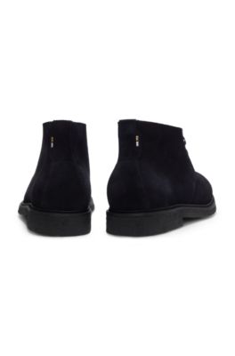 Suede desert boots with rubber sole, Dark Blue
