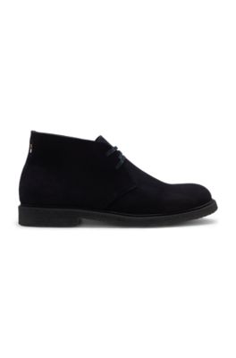 Suede desert boots with rubber sole, Dark Blue