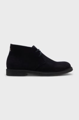 Suede desert boots with rubber sole, Dark Blue