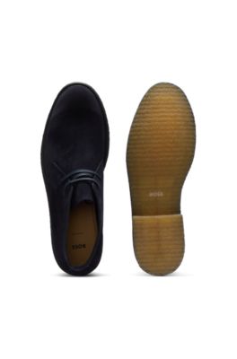 Suede desert boots with rubber sole, Dark Blue