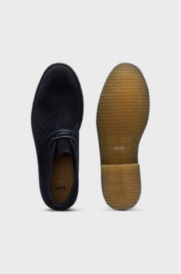 Suede desert boots with rubber sole, Dark Blue