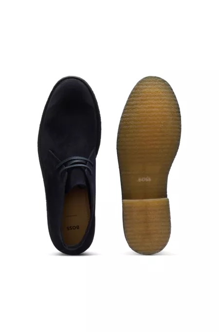 Suede desert boots with rubber sole
