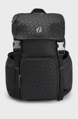 Twill backpack with Double B monogram, Black