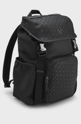 Twill backpack with Double B monogram, Black